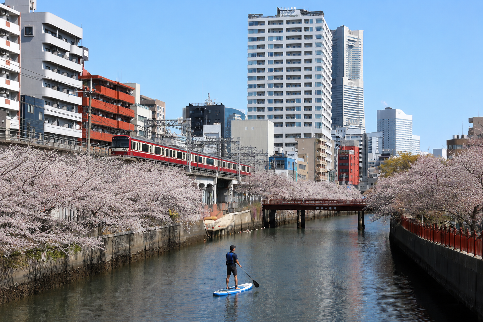 横浜市中区 大岡川沿いに咲く桜